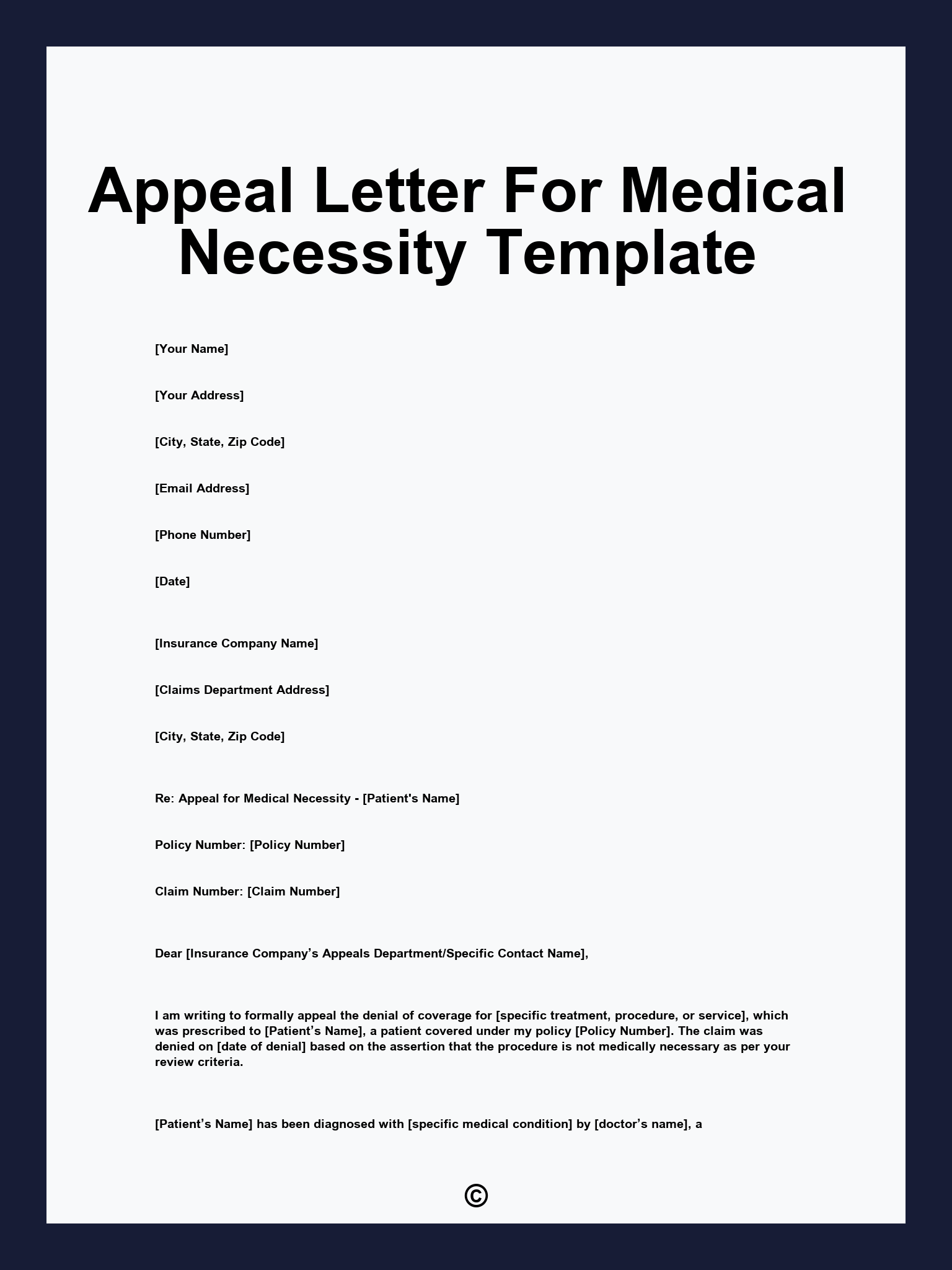 Appeal Letter For Medical Necessity Template