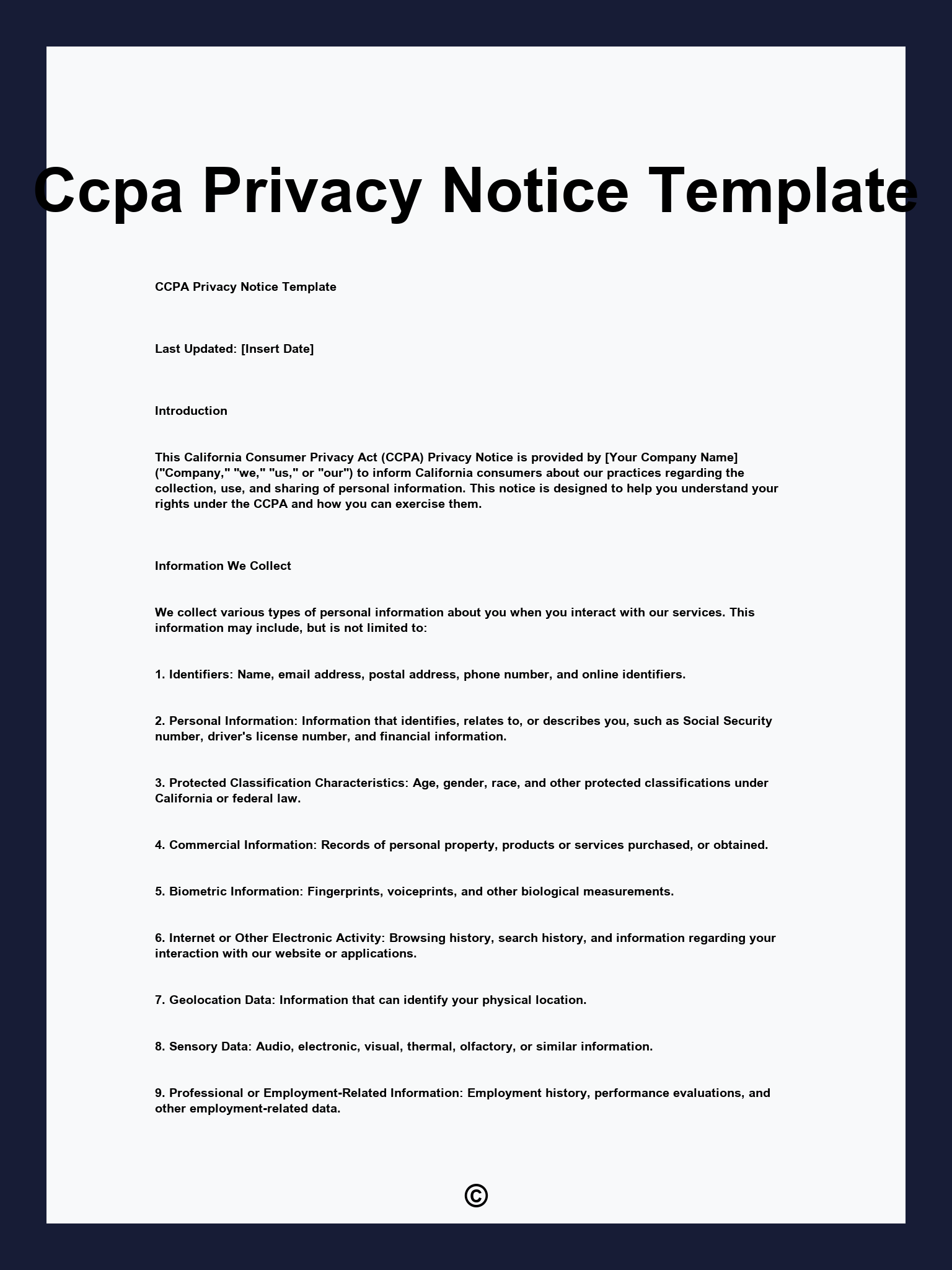 Ccpa Privacy Notice Template