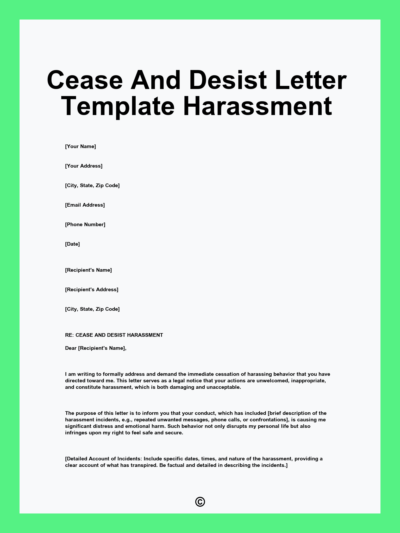 Cease And Desist Letter Template Harassment