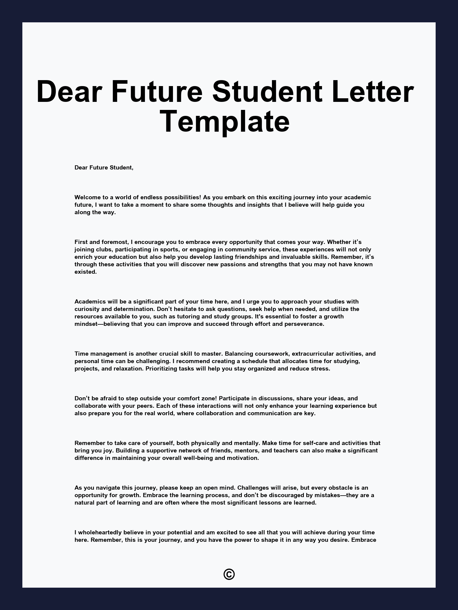 Dear Future Student Letter Template