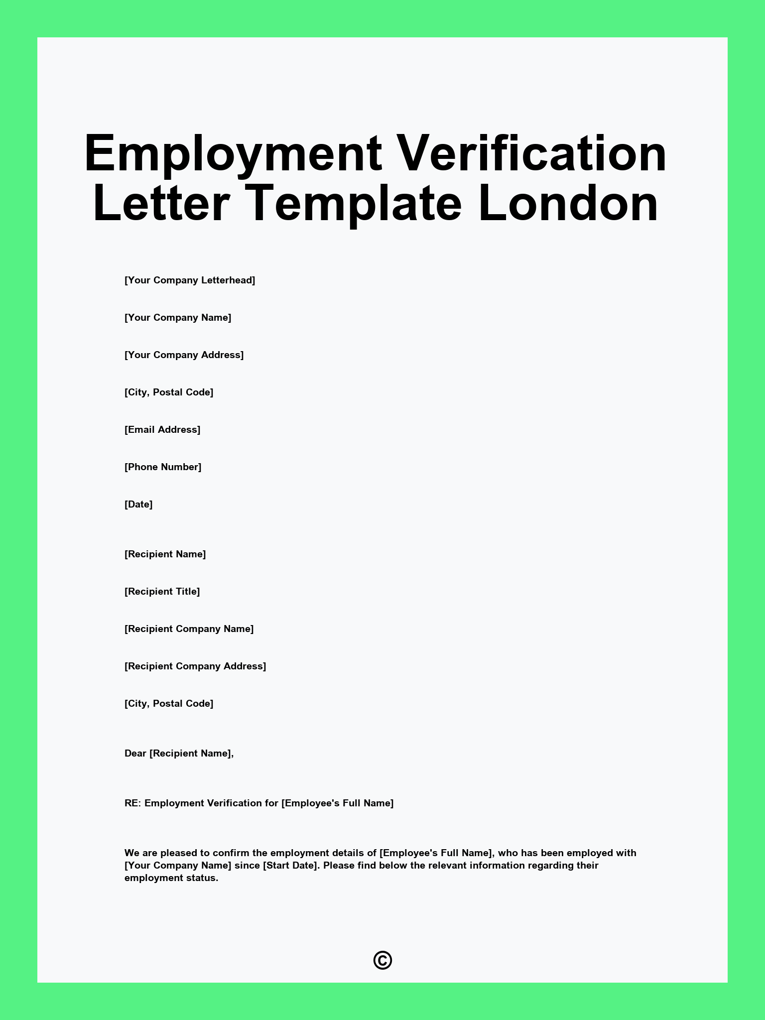 Employment Verification Letter Template London