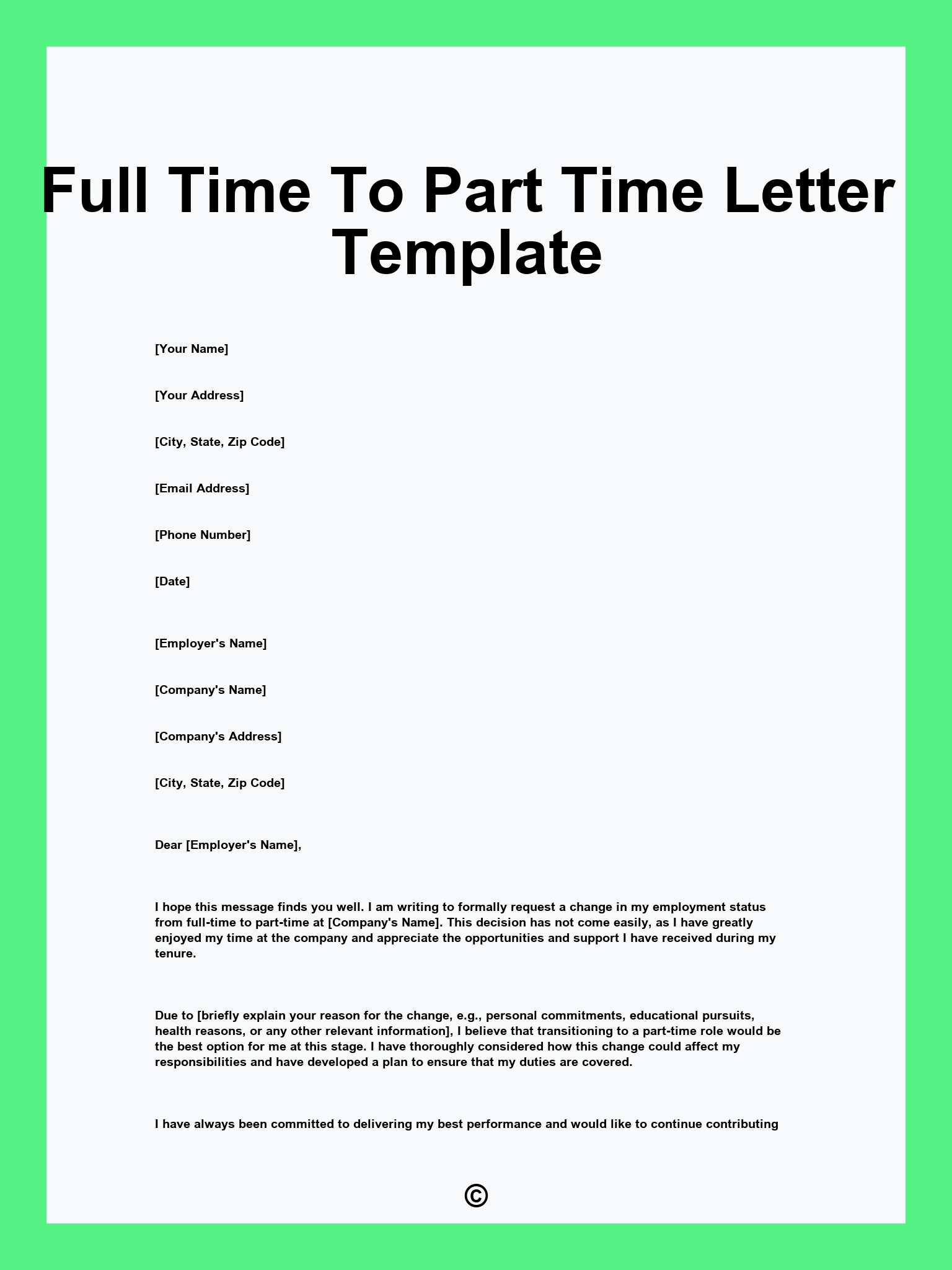 Full Time To Part Time Letter Template