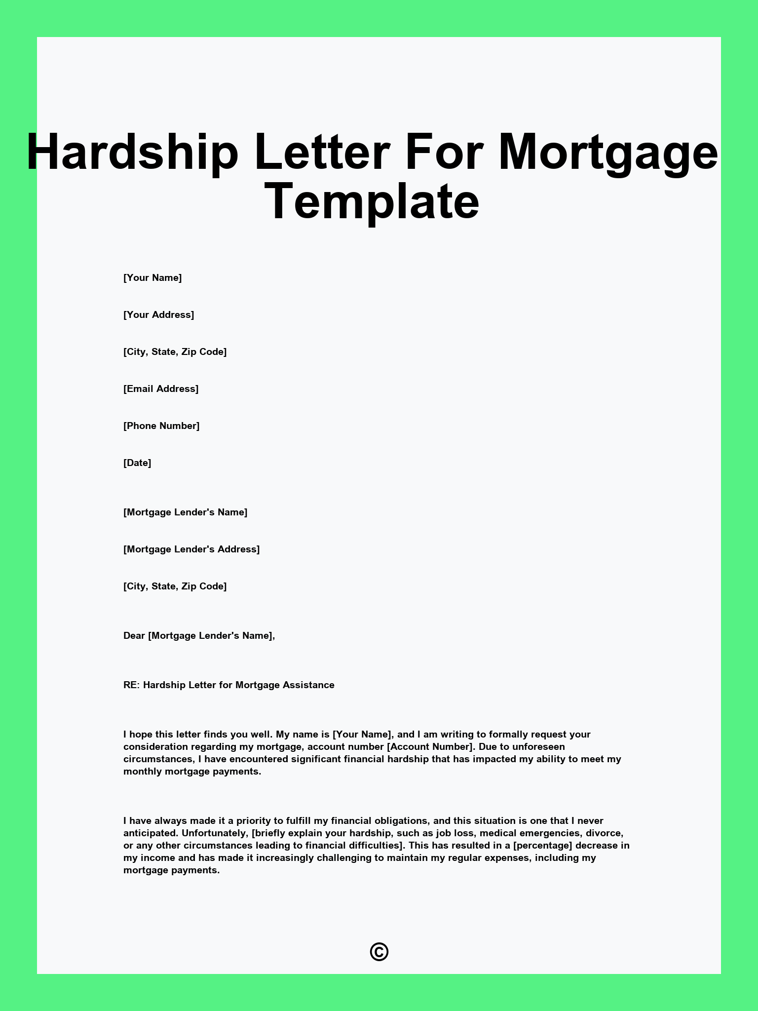 Hardship Letter For Mortgage Template