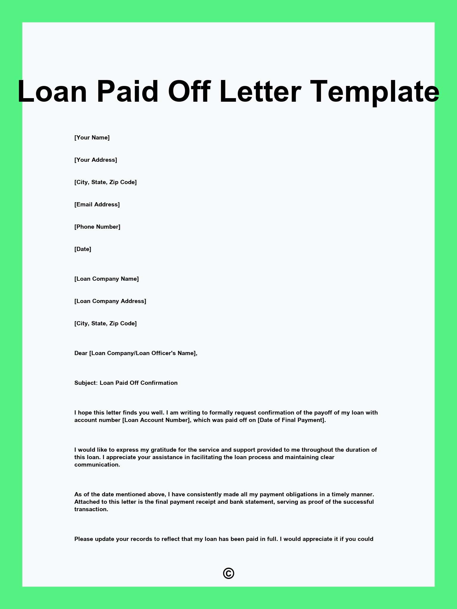 Loan Paid Off Letter Template