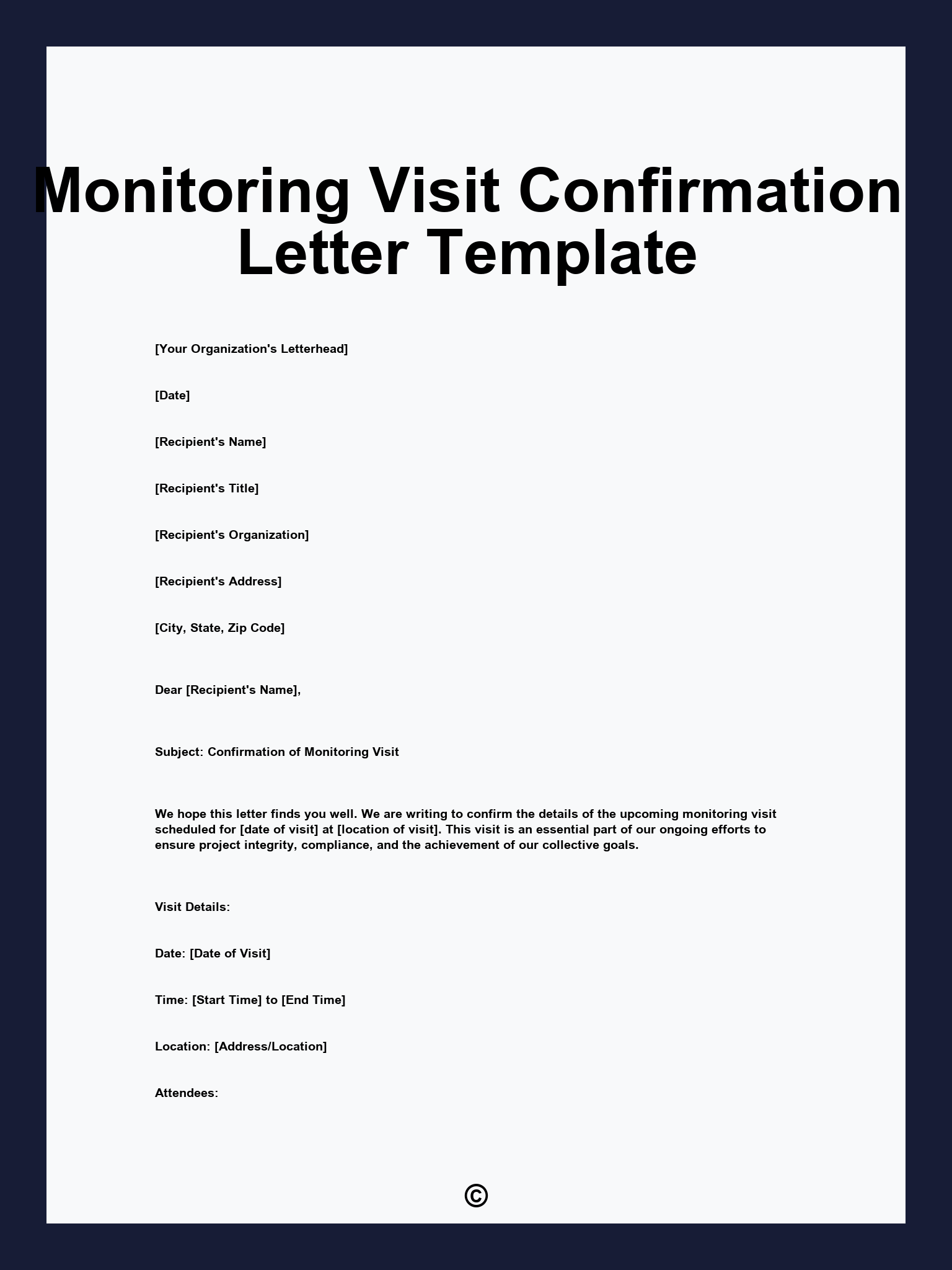 Monitoring Visit Confirmation Letter Template