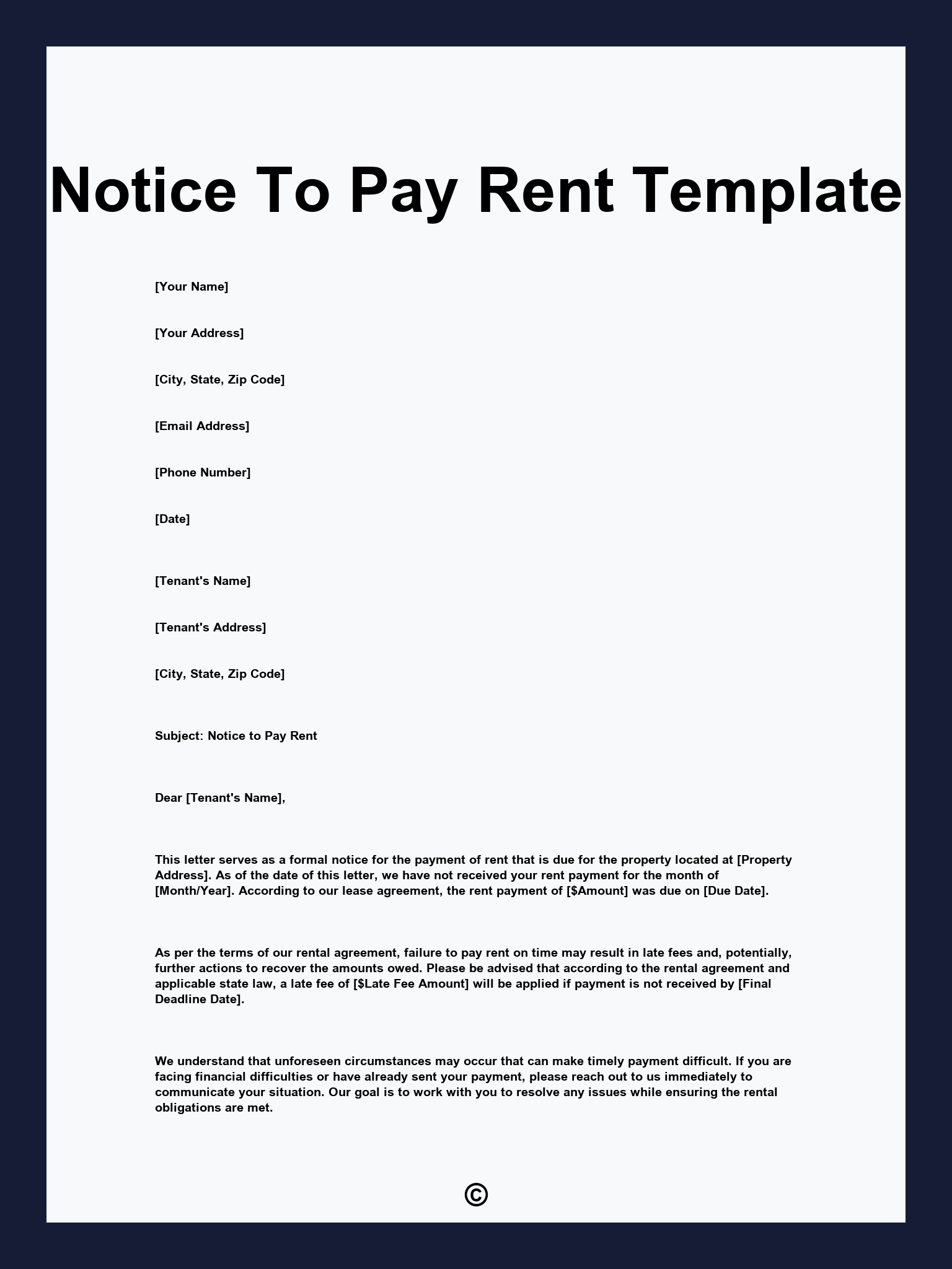 Notice To Pay Rent Template