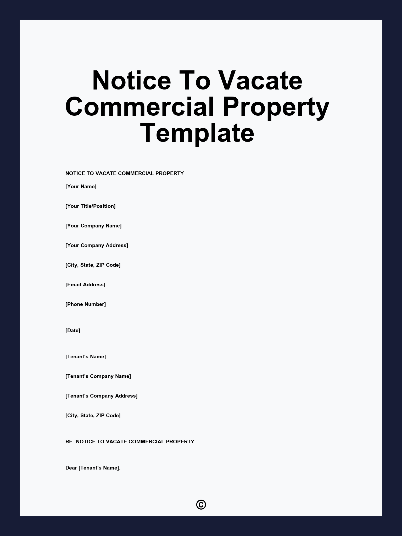 Notice To Vacate Commercial Property Template