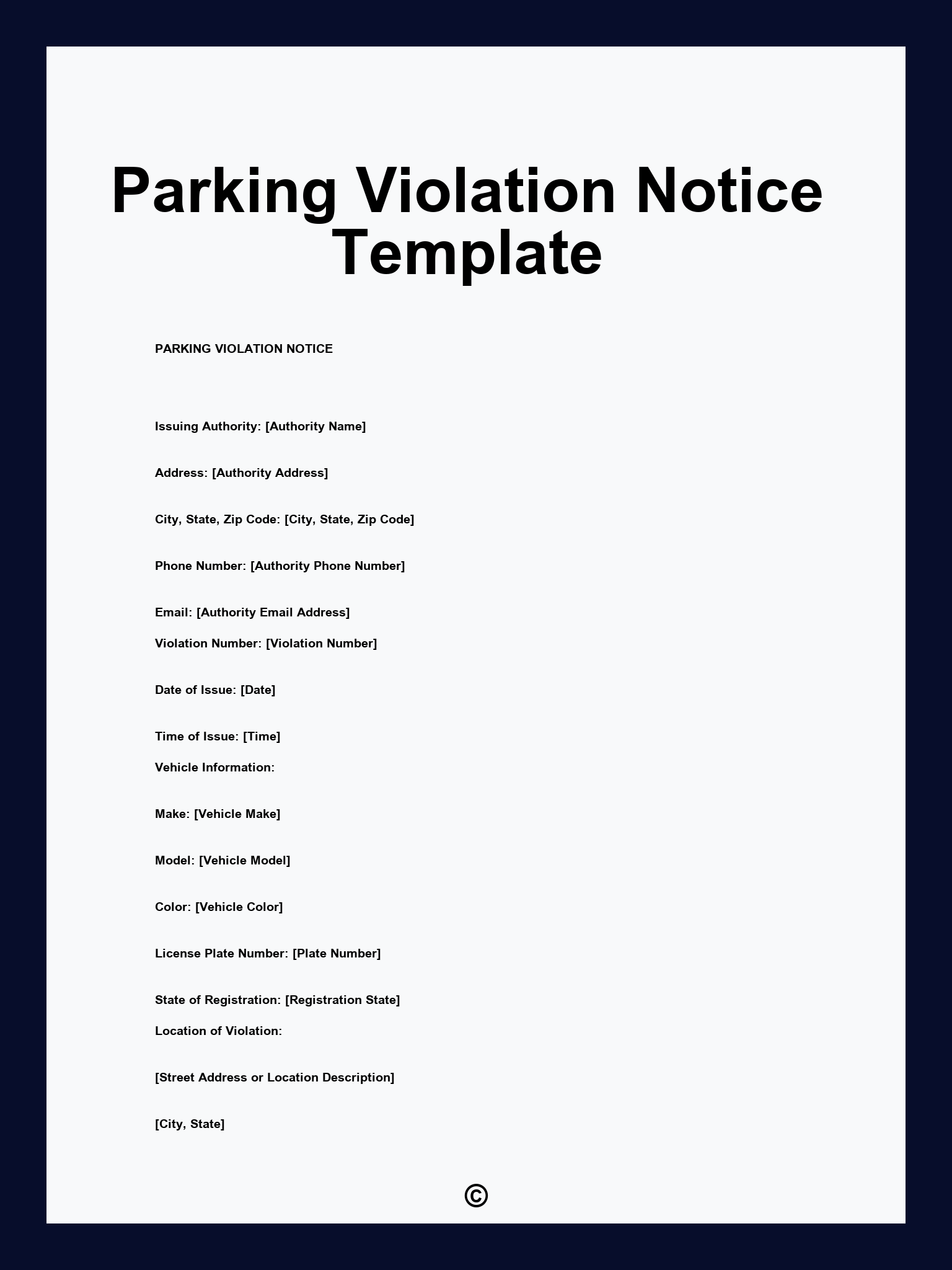 Parking Violation Notice Template