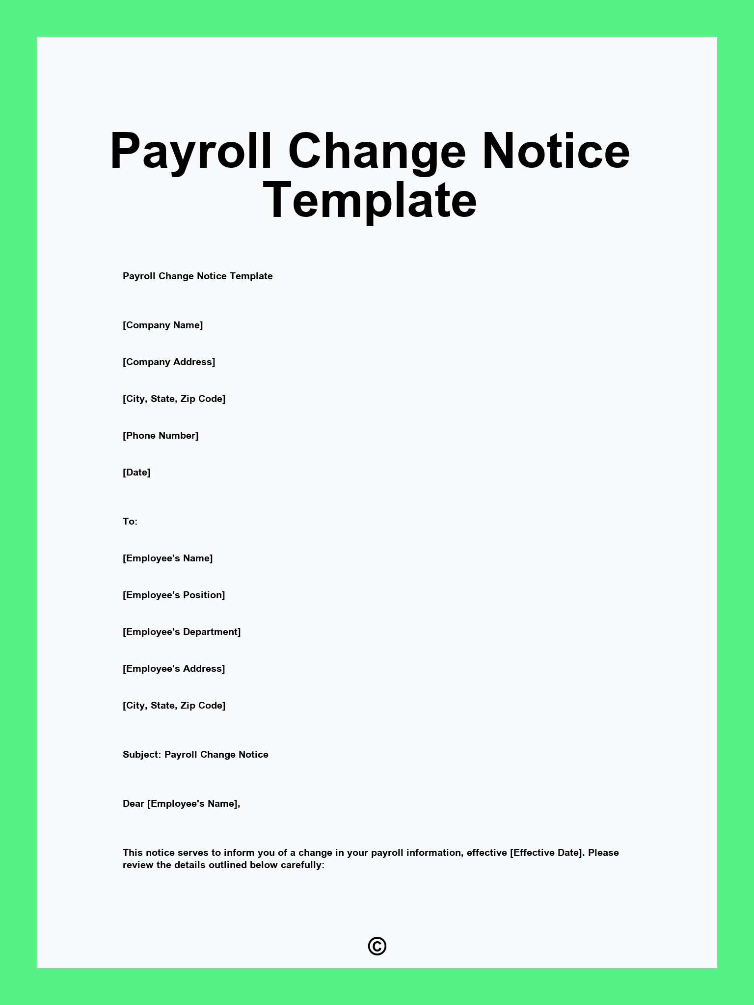 Payroll Change Notice Template