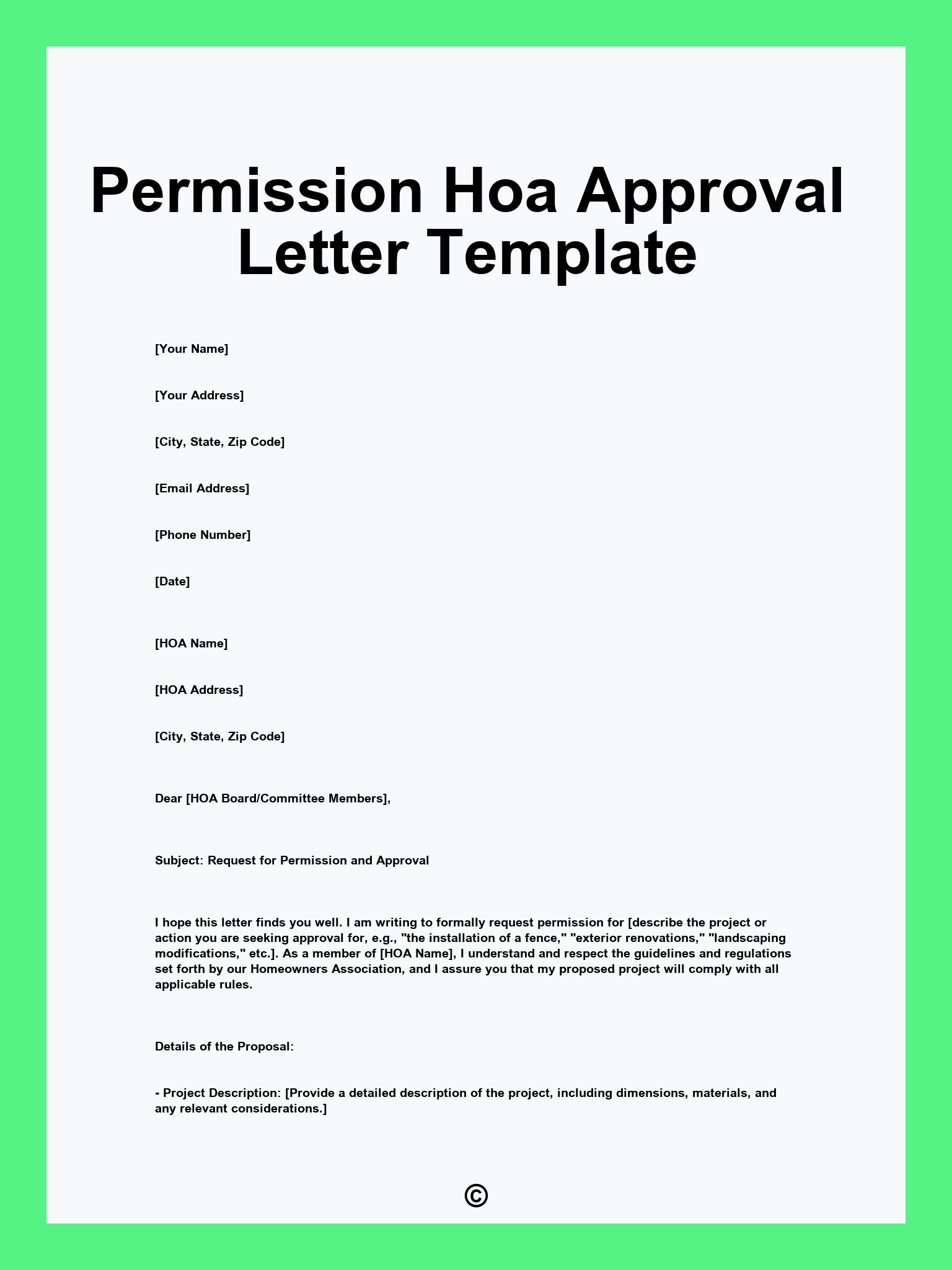 Permission Hoa Approval Letter Template