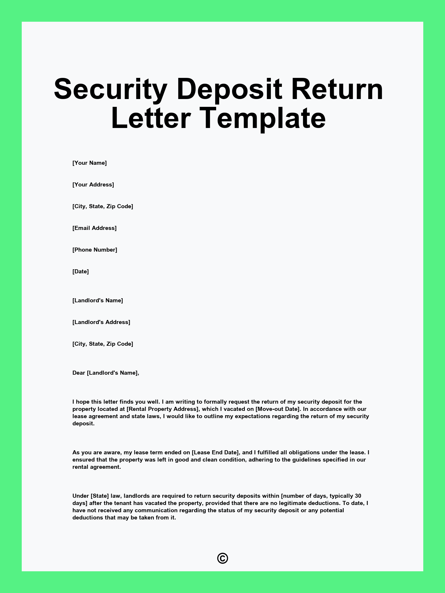 Security Deposit Return Letter Template