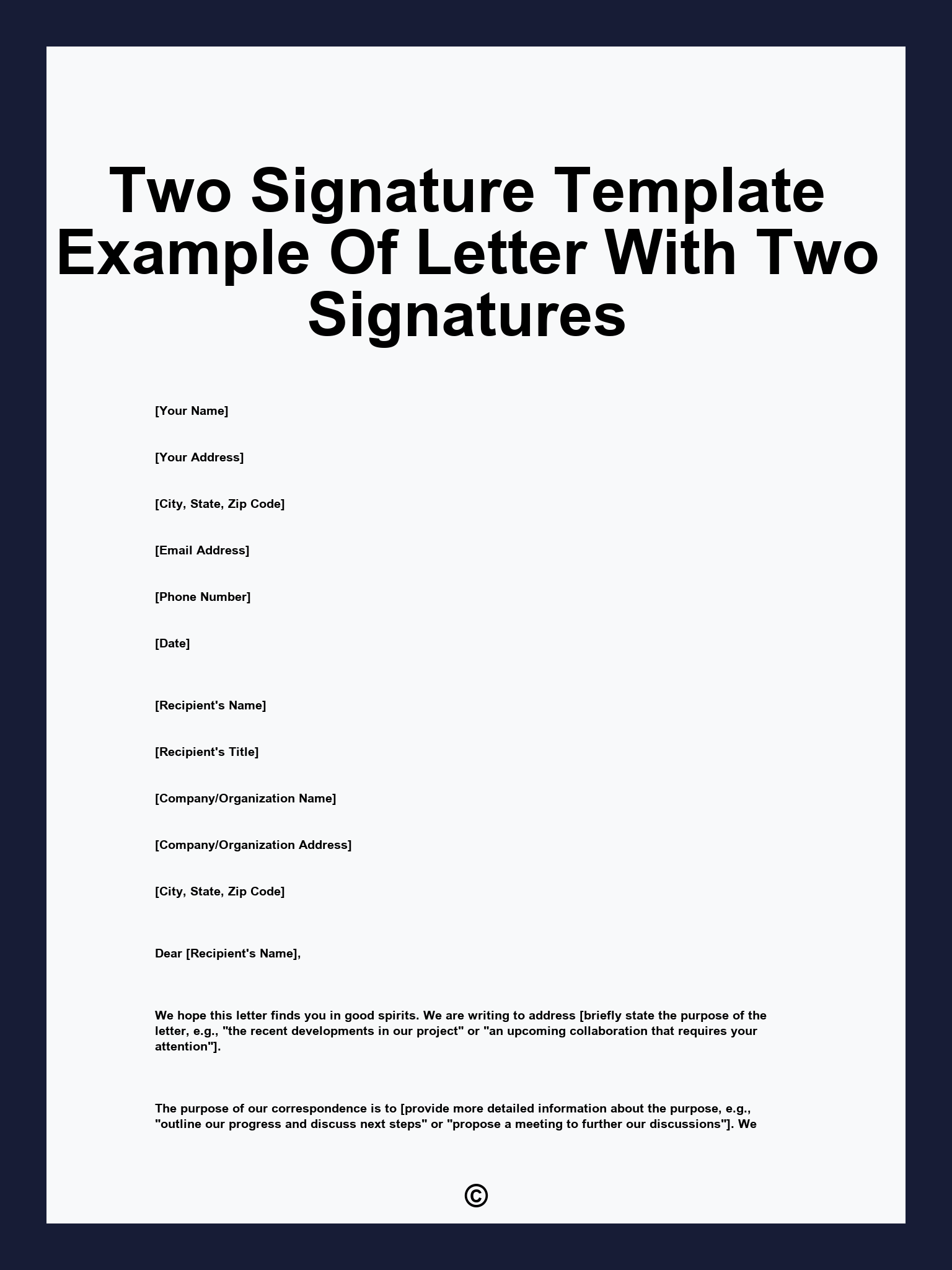 Two Signature Template Example Of Letter With Two Signatures